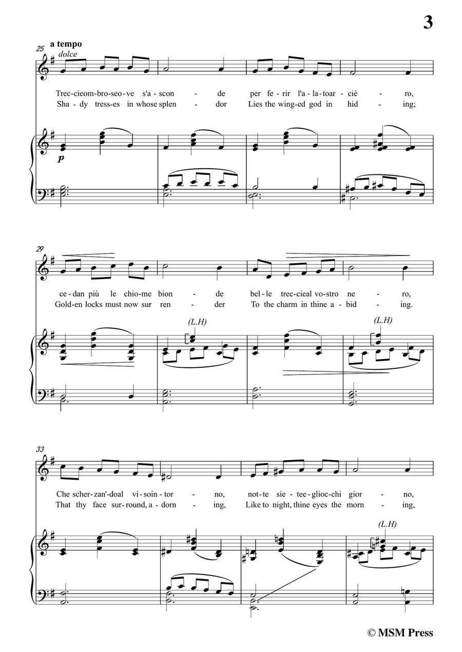 Falconieri-O bellissimi capelli,in e minor,for Voice and Piano Piano, Vocal scores gallery preview page 5