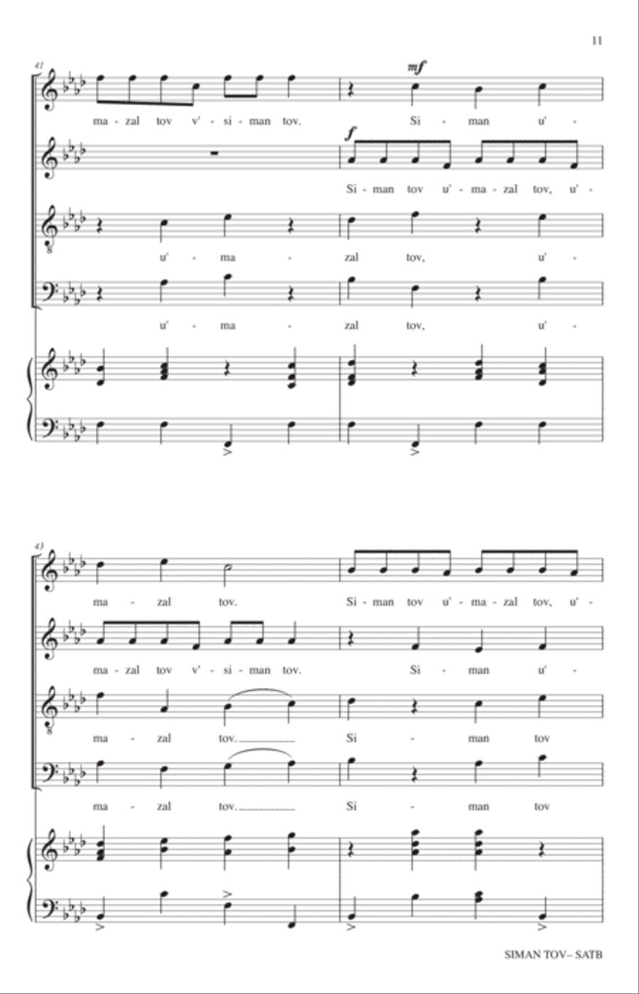 Siman Tov (A Good Sign) 4-Part scores gallery preview page 9