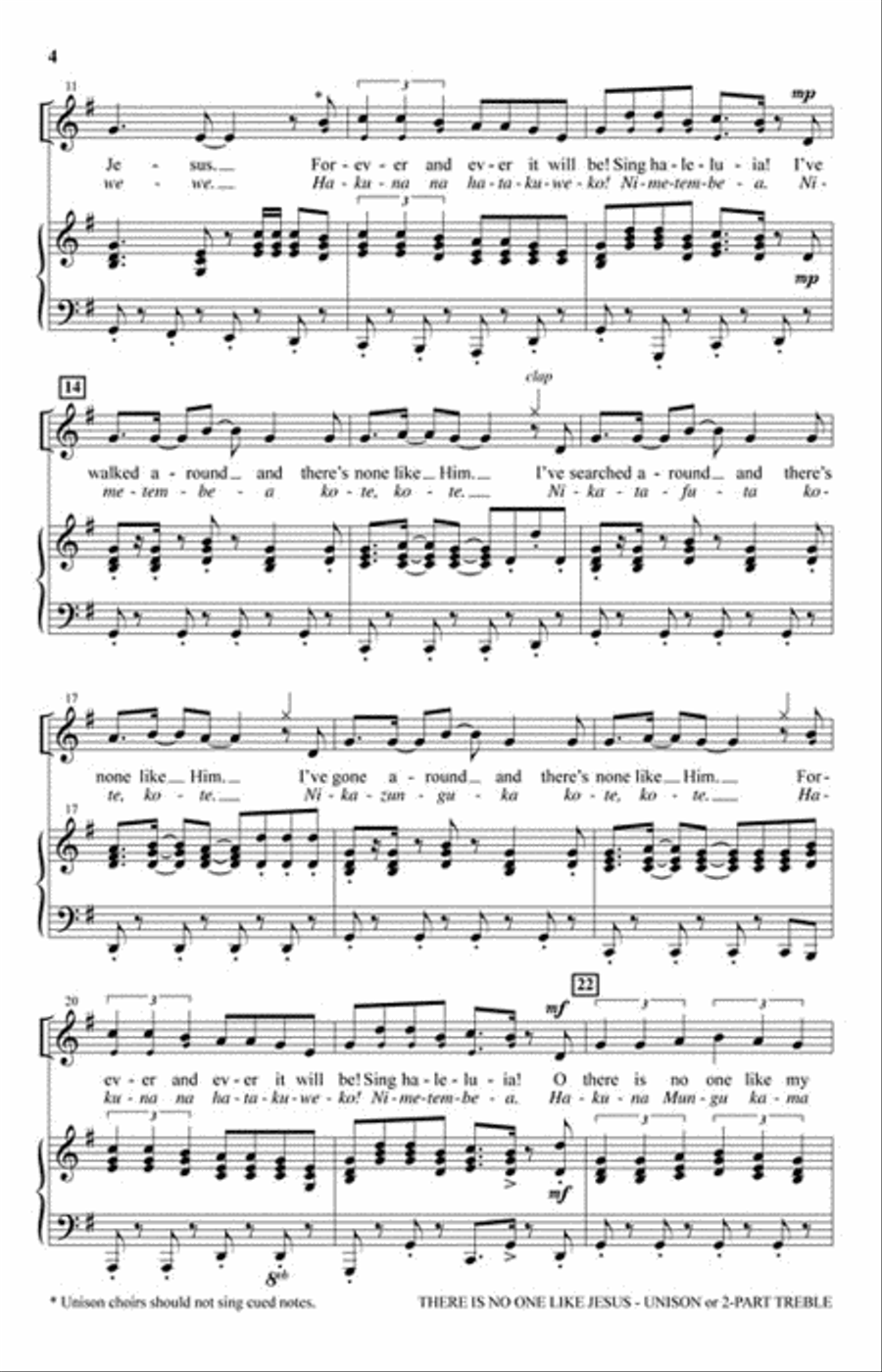 There Is No One Like Jesus Unison Choir scores gallery preview page 3