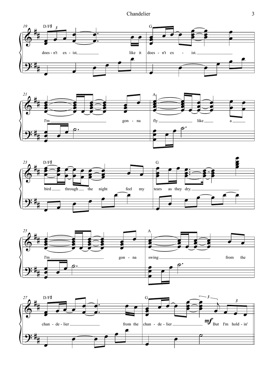 Chandelier Piano, Vocal scores gallery preview page 3