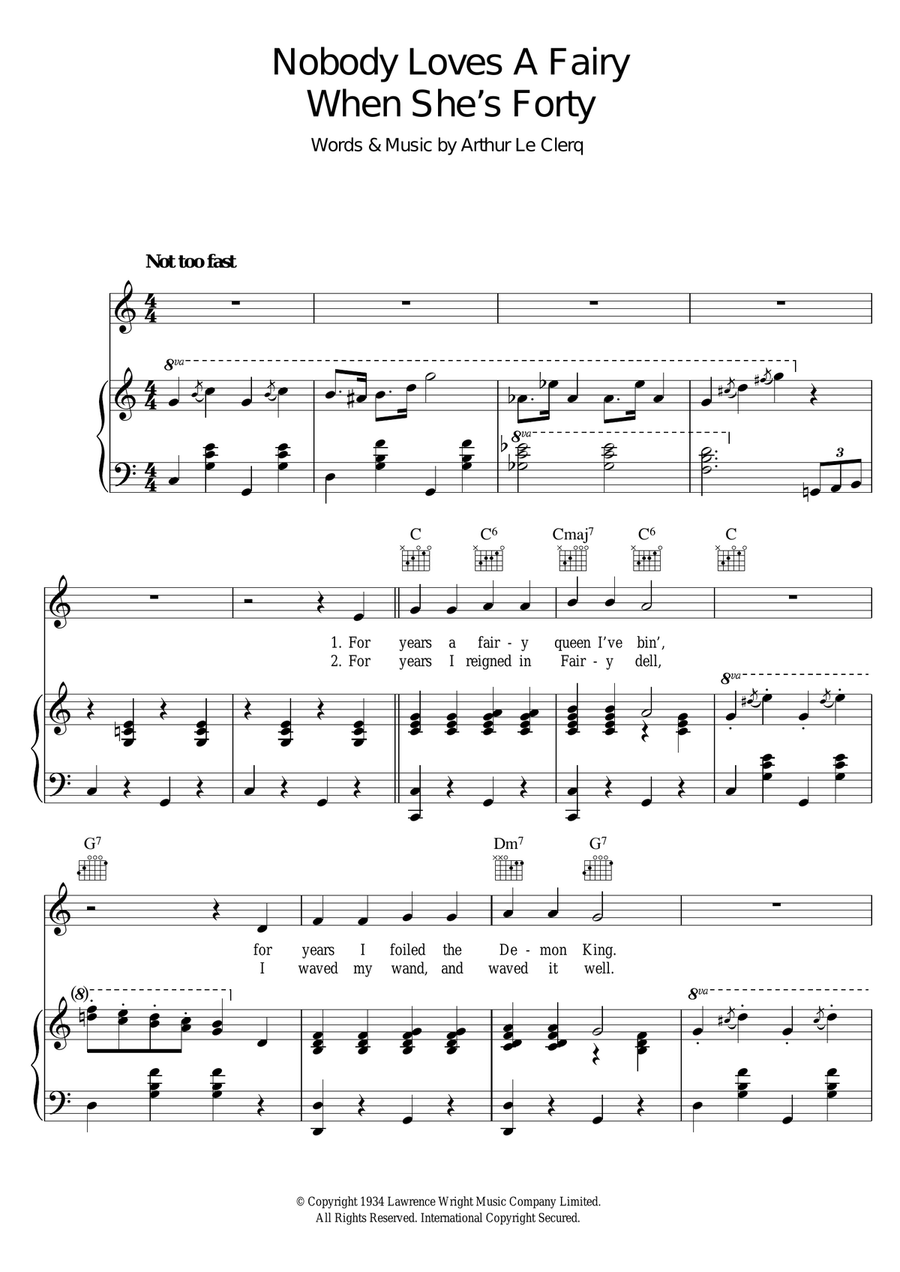 Nobody Loves A Fairy When She's Forty Piano, Vocal scores gallery preview page 1
