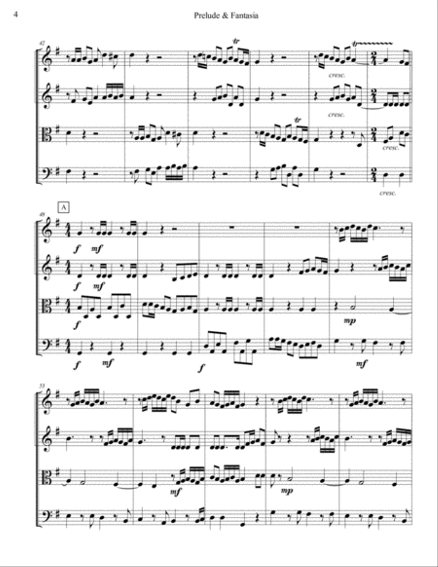 Prelude and Fantasia in G for String Quartet String Quartet scores gallery preview page 4