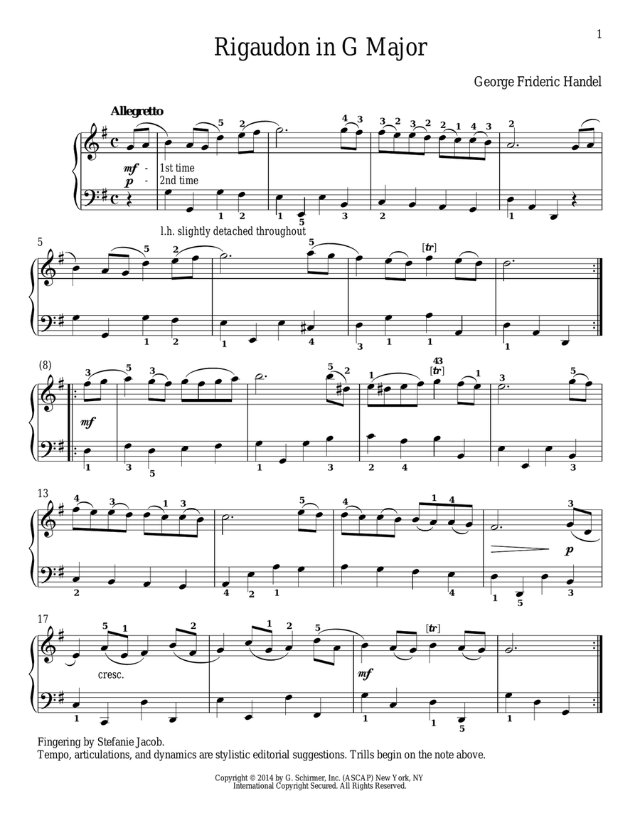 Rigaudon Rigaudon Piano Solo scores gallery preview page 1