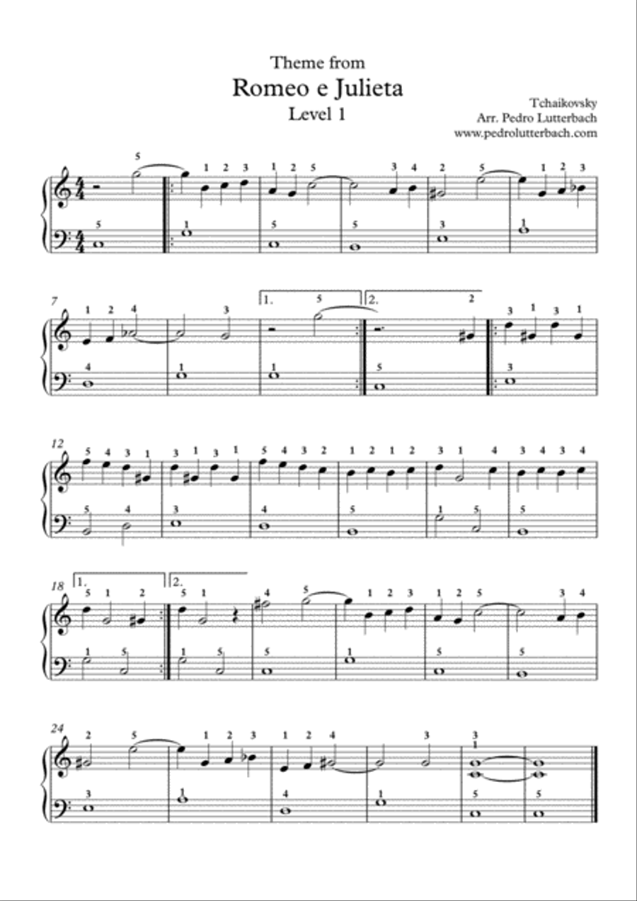 Romeo and Juliet Theme Romeo and Juliet Theme Easy Piano scores gallery preview page 1