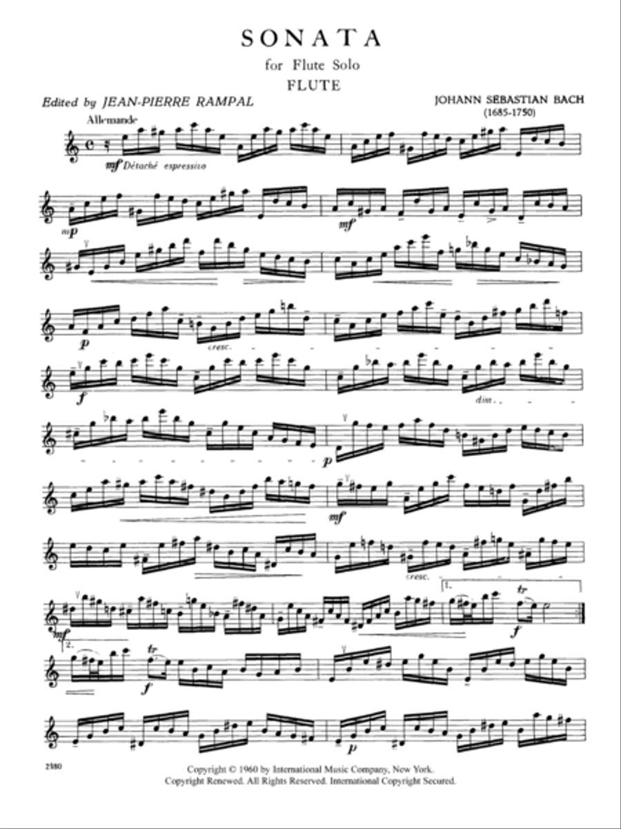 Sonata In A Minor, S. 1013 Flute Solo scores gallery preview page 2
