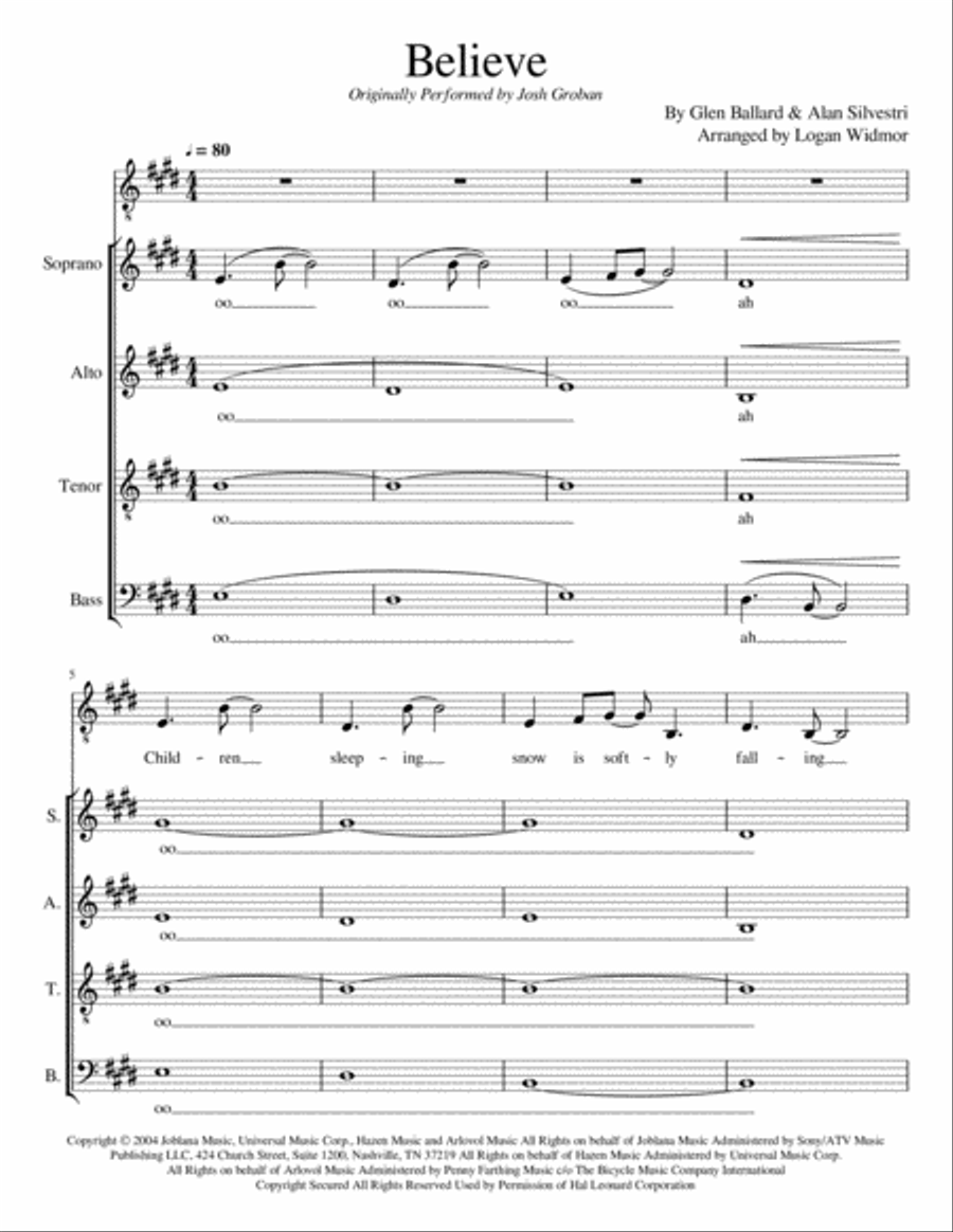 Believe 4-Part scores gallery preview page 1