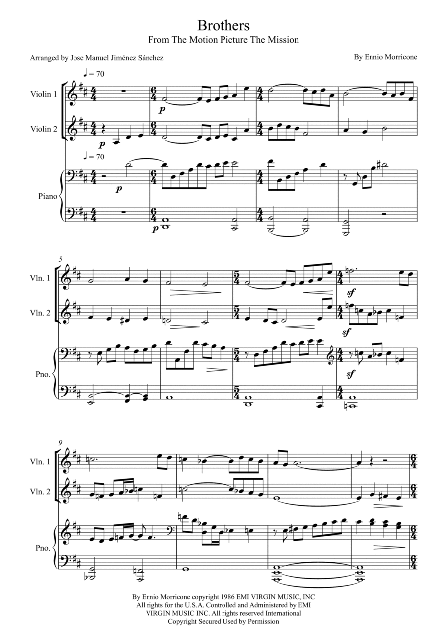 Brothers Brothers String Duet scores gallery preview page 1