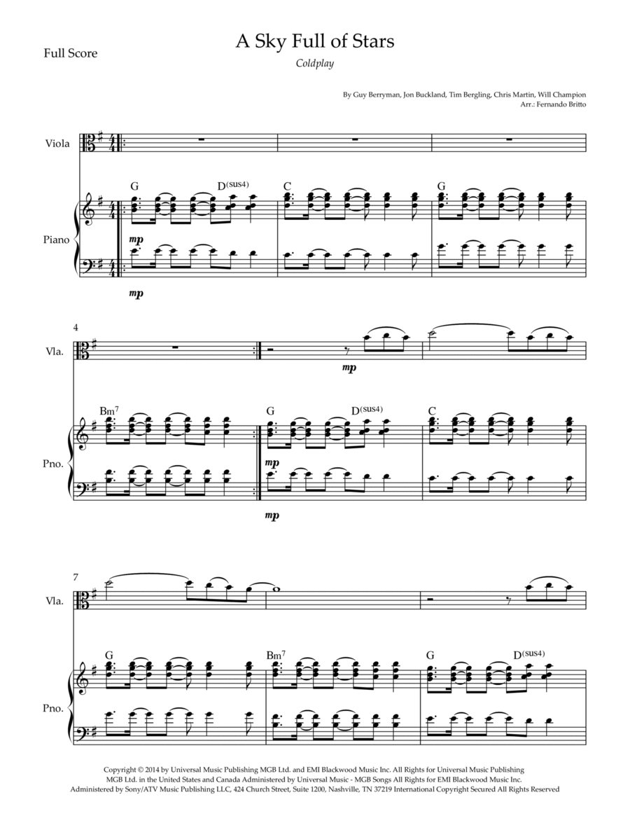 A Sky Full Of Stars A Sky Full Of Stars Piano scores gallery preview page 1