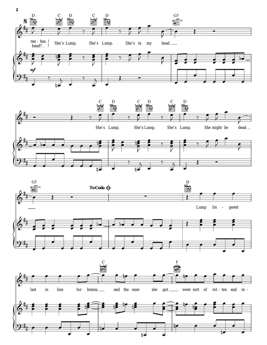 Lump Piano, Vocal, Guitar scores gallery preview page 2