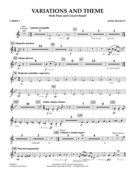 Variations And Theme (for Flute Solo And Band) - F Horn 3