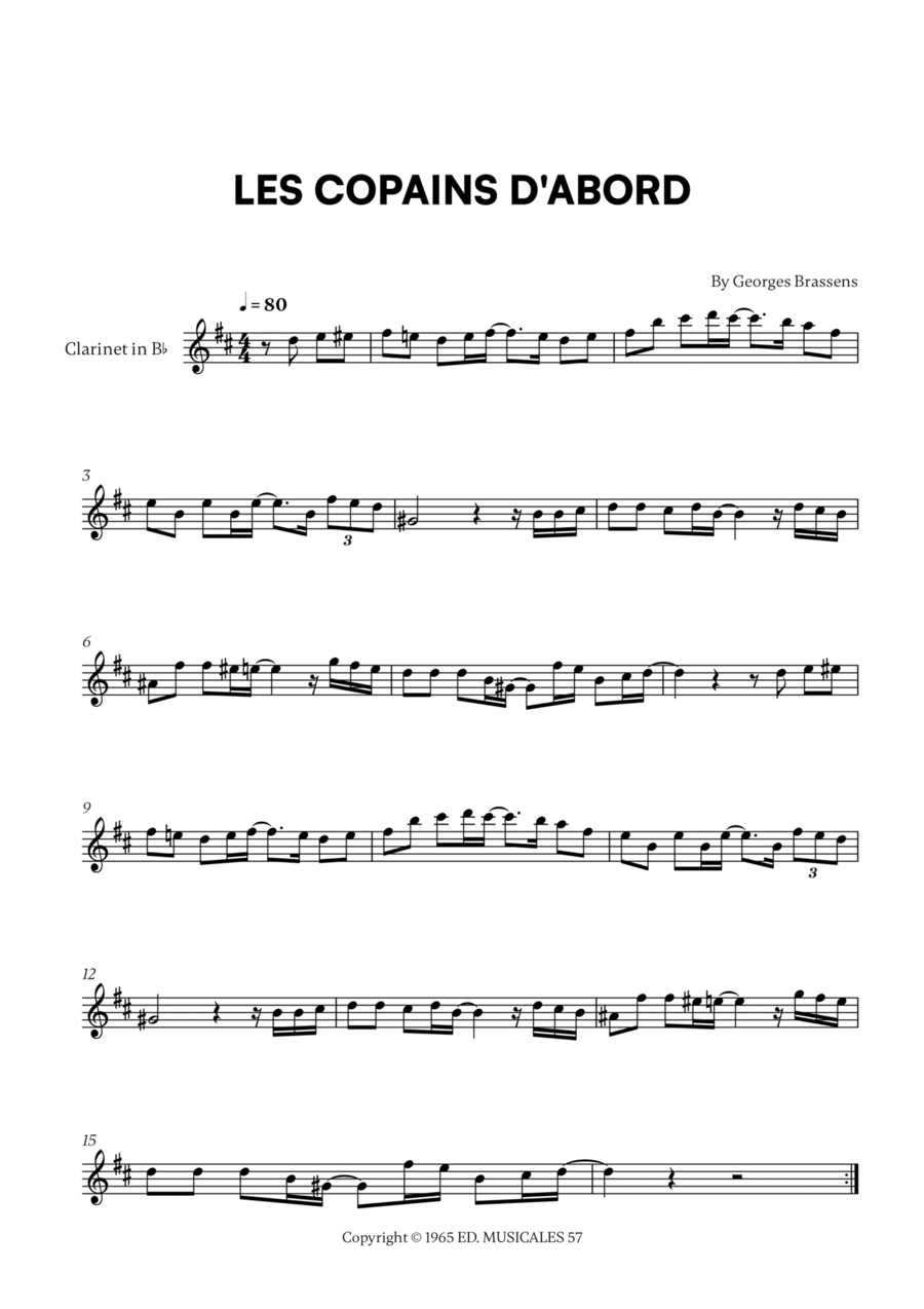 Les Copains D'abord Les Copains D'abord Clarinet Solo scores gallery preview page 1