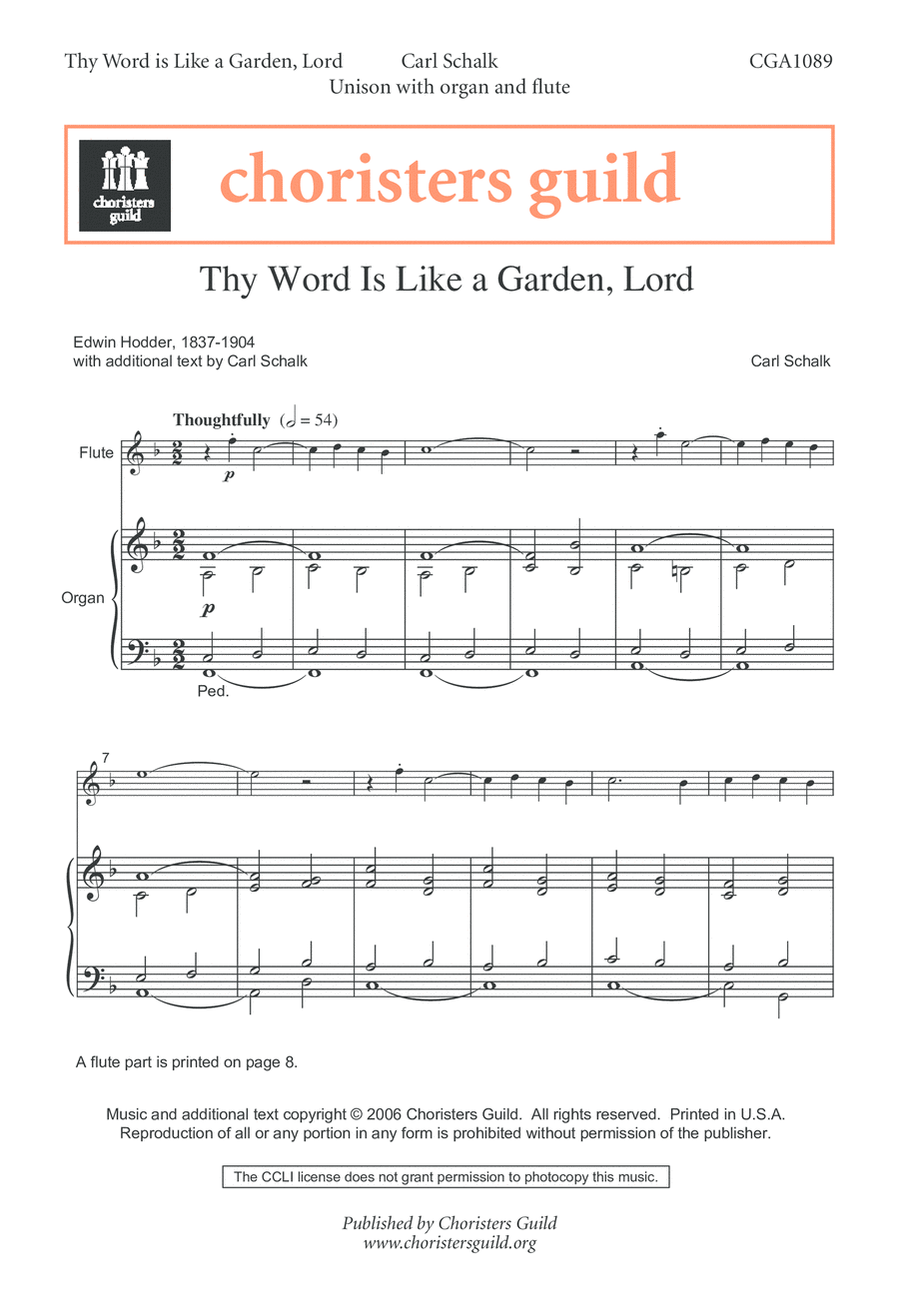 Thy Word is Like a Garden, Lord Unison Choir scores gallery preview page 1