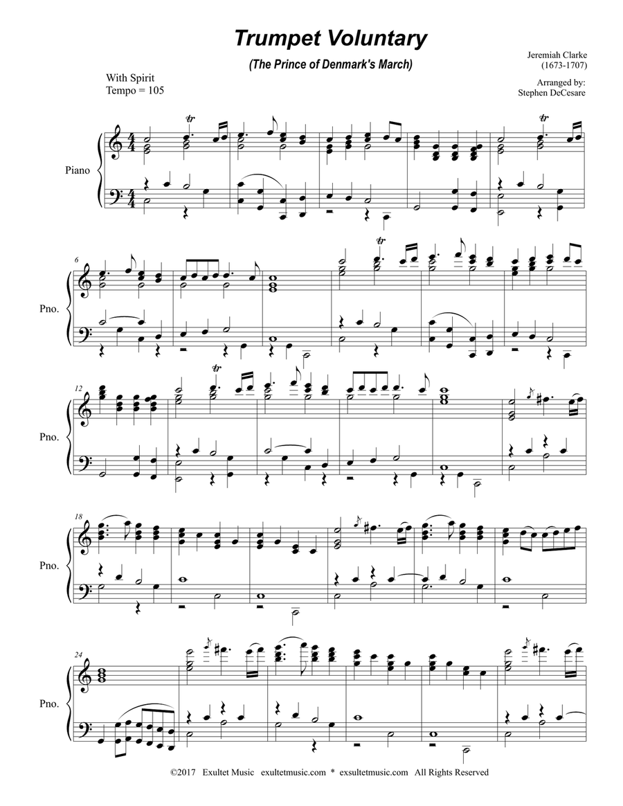 Trumpet Voluntary (Piano Solo) Trumpet scores gallery preview page 2