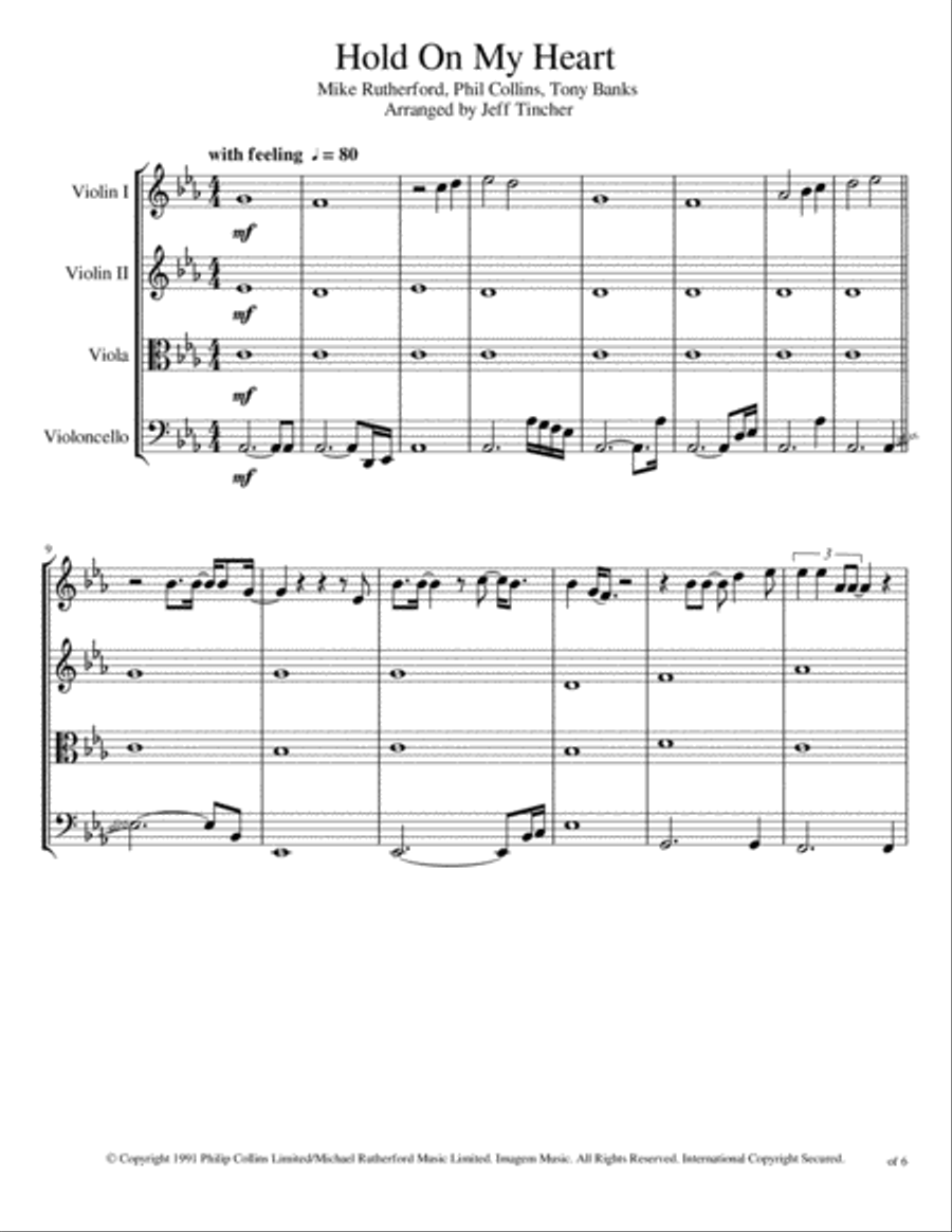 Hold On My Heart String Quartet scores gallery preview page 2