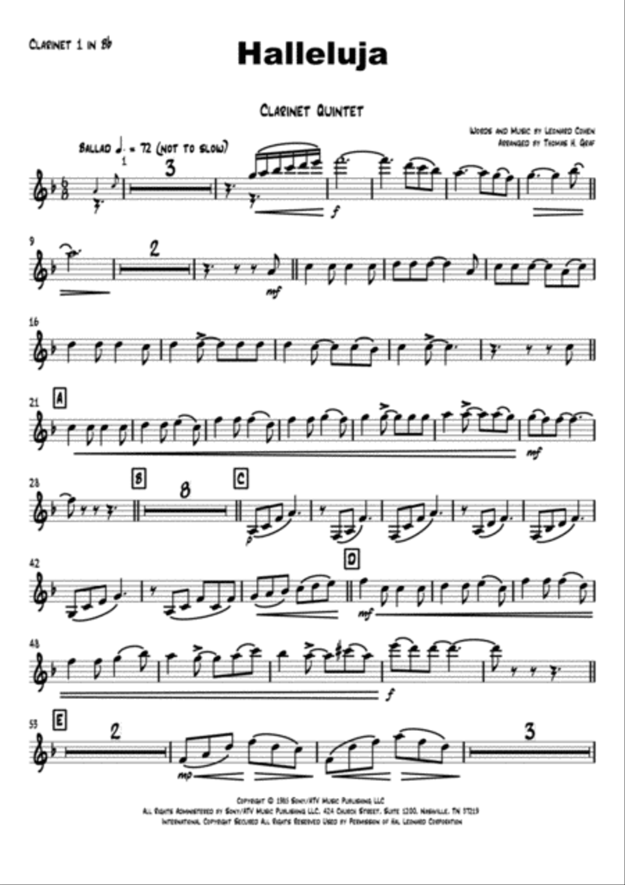 Hallelujah Woodwind Ensemble scores gallery preview page 6