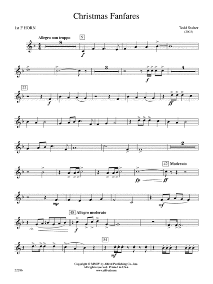 Christmas Fanfares: 1st F Horn Concert Band scores gallery preview page 1
