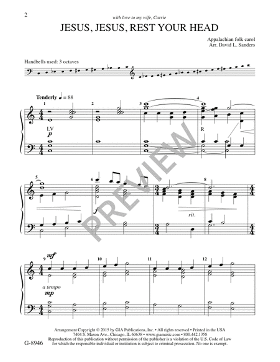 Jesus, Jesus, Rest Your Head - Handbells 3-Octaves scores gallery preview page 3