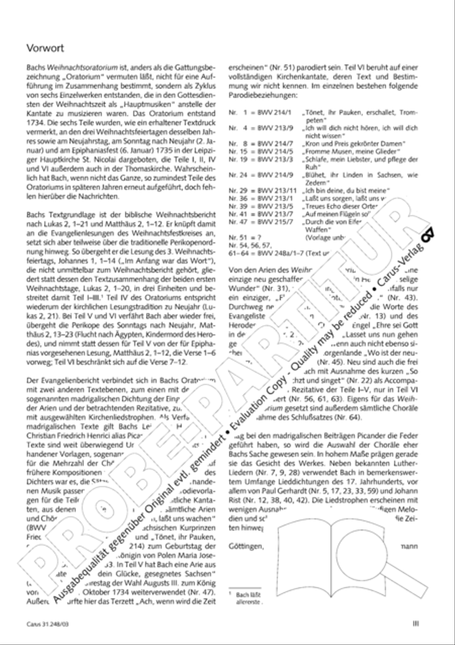 Christmas oratorio (Weihnachtsoratorium, Teile I-III) 4-Part scores gallery preview page 4