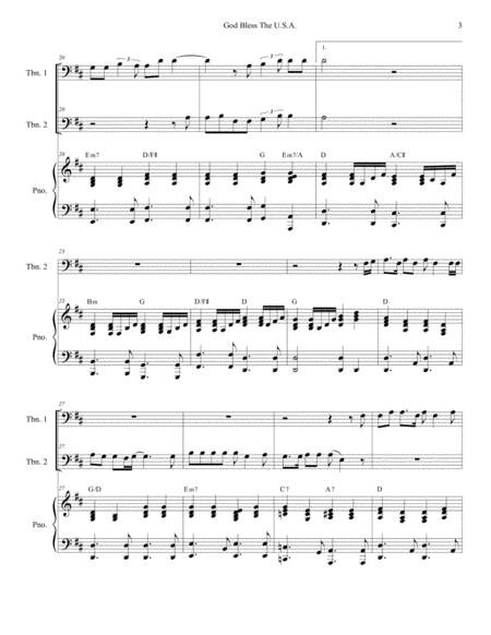 God Bless The U.S.A. by Lee Greenwood Trombone Duet - Digital Sheet Music