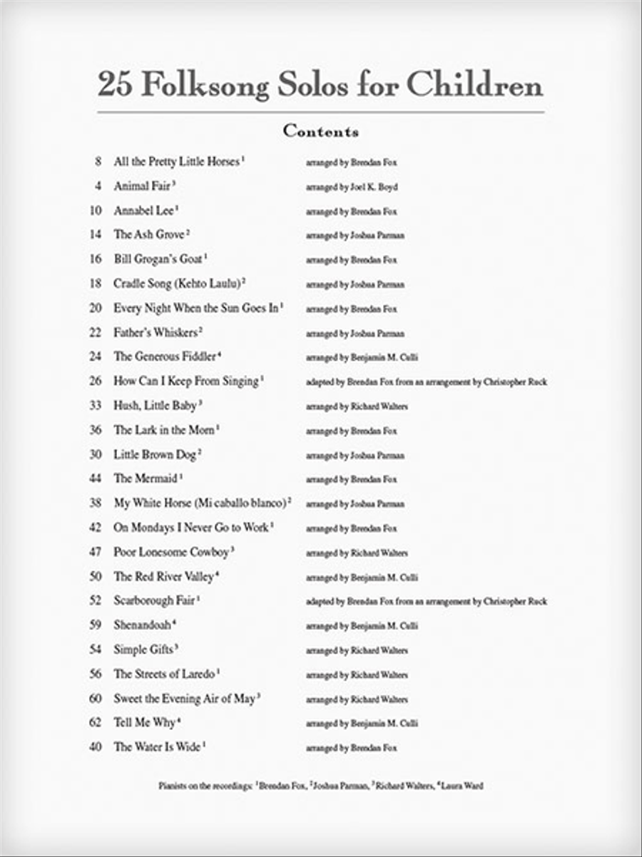 25 Folksong Solos for Children Voice scores gallery preview page 2