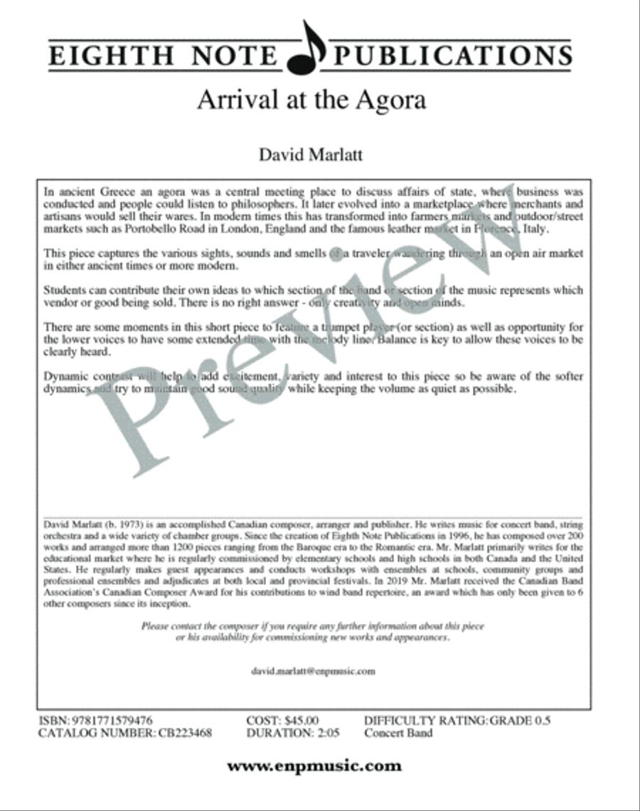 Arrival at the Agora Arrival at the Agora Concert Band scores gallery preview page 3