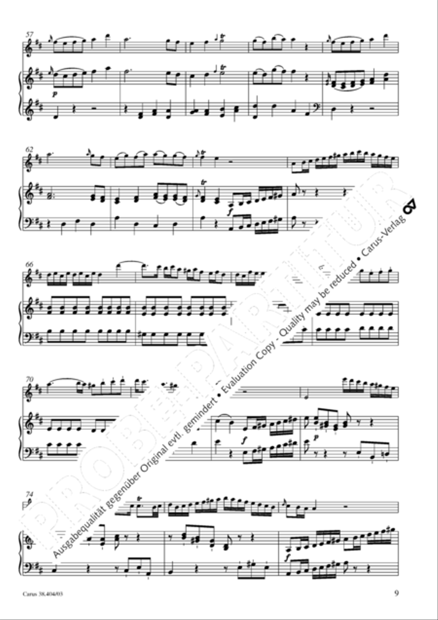 Concerto for Flute in D major (Concerto per il Flauto traverso in D / Flotenkonzert in D) Flute Solo scores gallery preview page 10