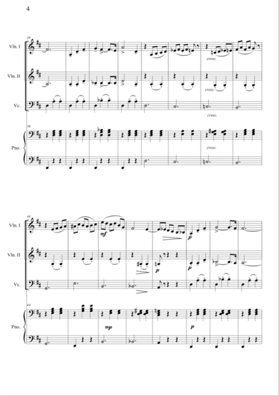 Nutcracker Op.71a - Waltz of the Flowers Piano Quartet scores gallery preview page 4