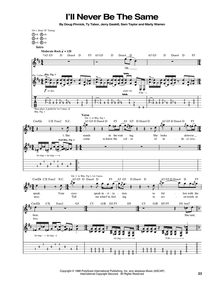 I'll Never Be The Same Acoustic Guitar scores gallery preview page 1