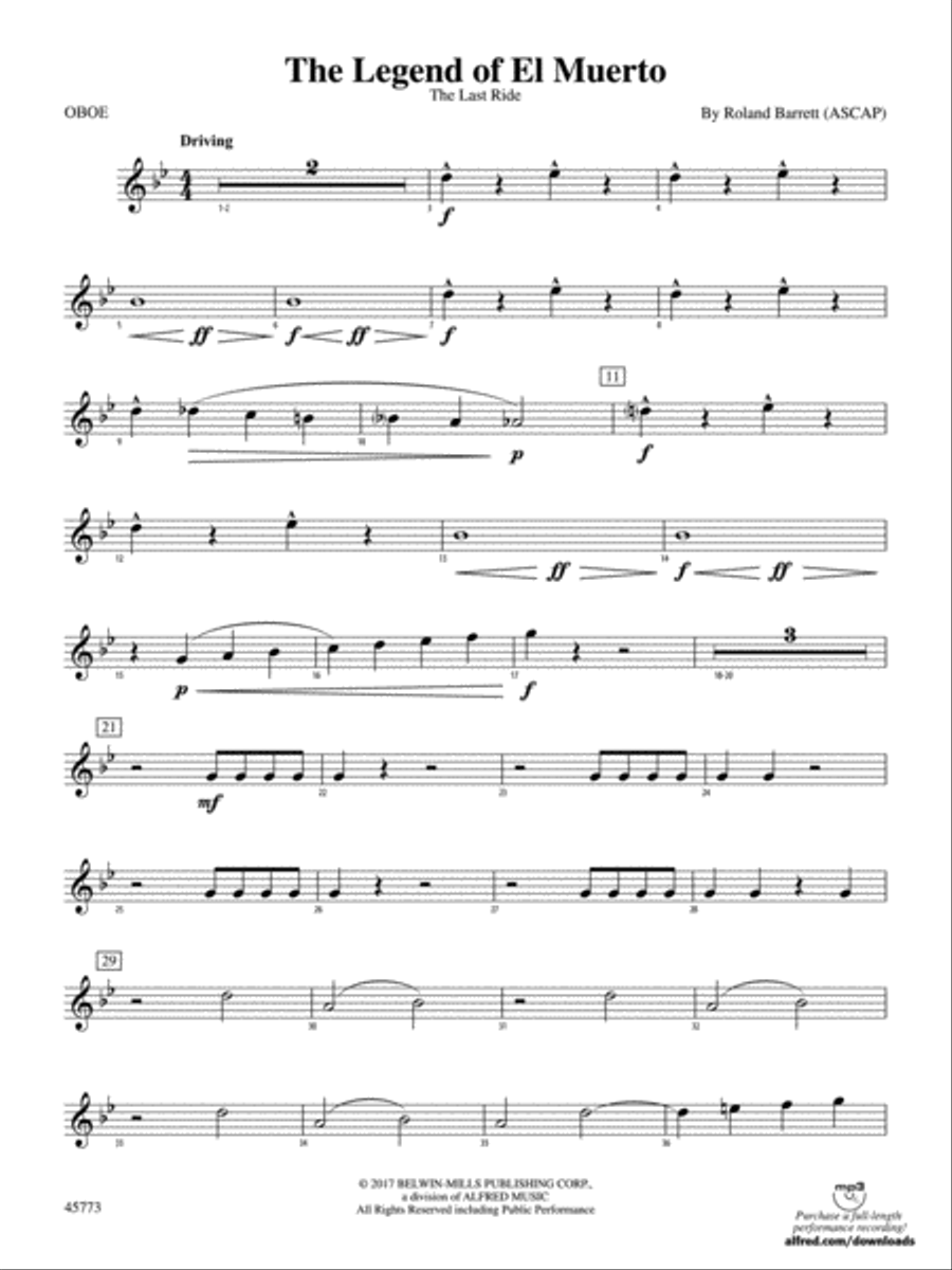 The Legend of El Muerto: Oboe Concert Band scores gallery preview page 1