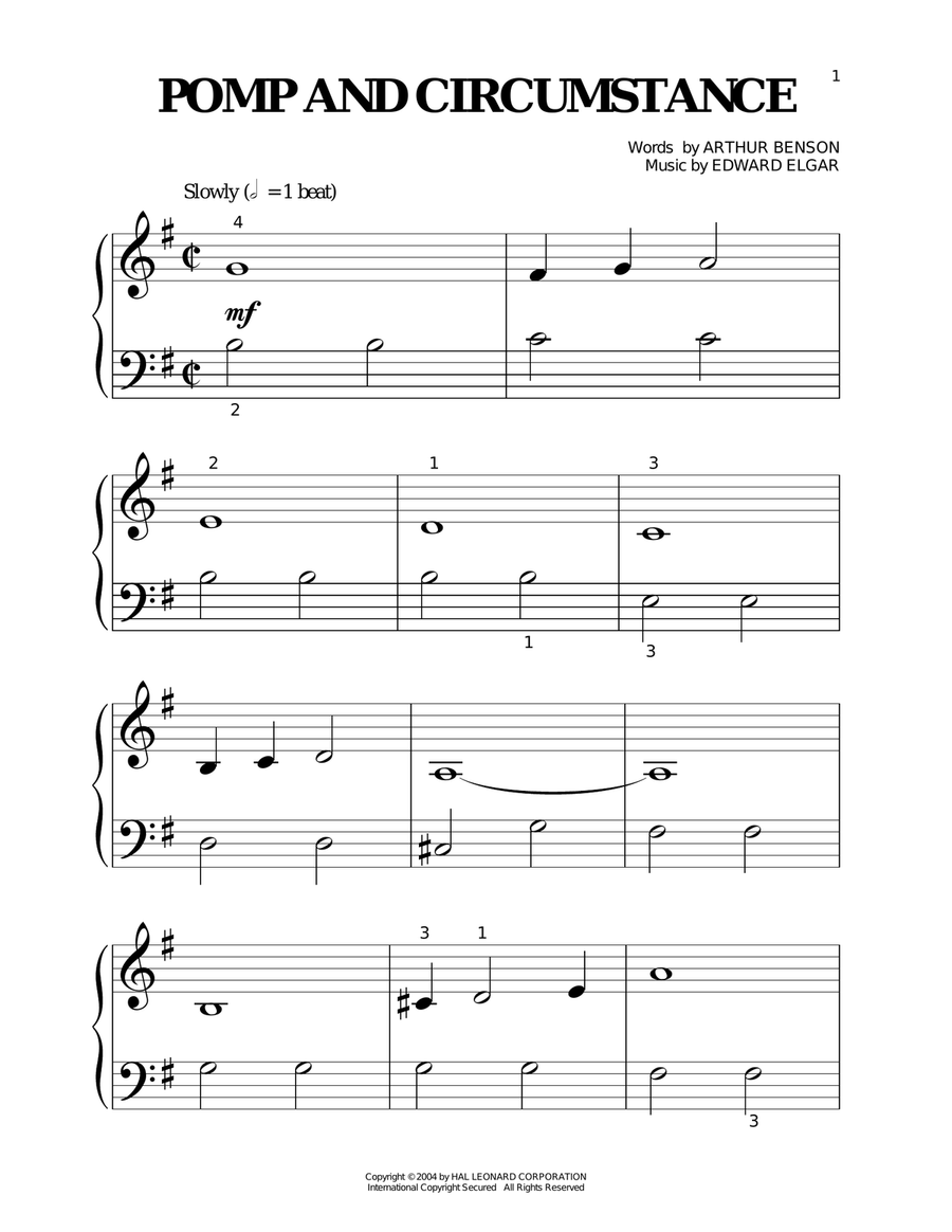 Pomp And Circumstance Pomp And Circumstance Piano Solo scores gallery preview page 1