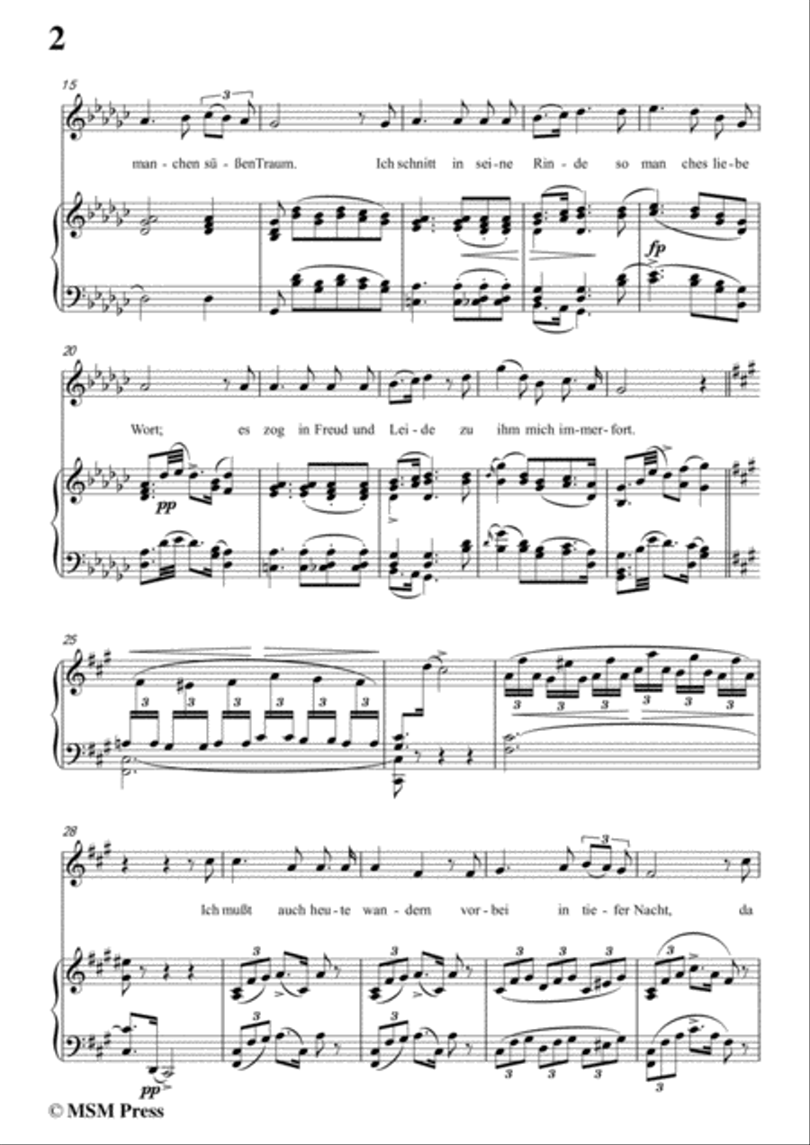 Schubert-Der Lindenbaum,Op.89,No.5,in G flat Major,for Voice and Piano Voice Solo scores gallery preview page 4