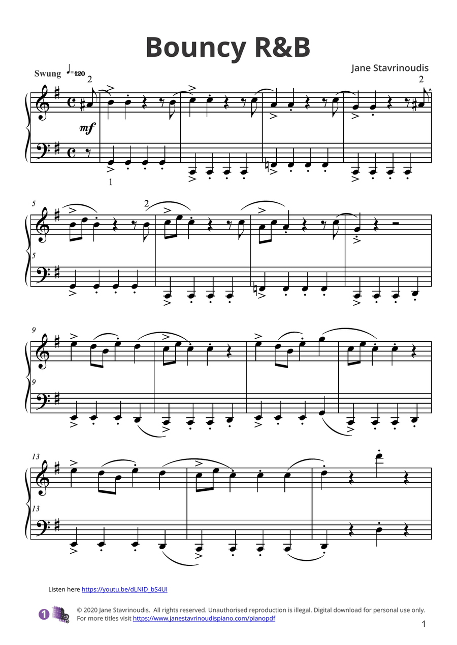 Bouncy R&B Piano Solo scores gallery preview page 1