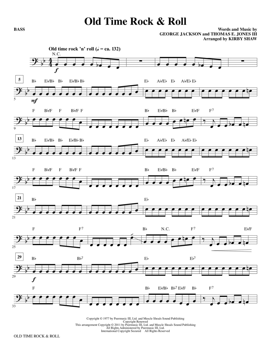 Old Time Rock & Roll - Bass Choir scores gallery preview page 1