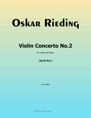 Book cover for Violin Concerto No.2, by Oskar Rieding, Op.35, for Violin and Piano