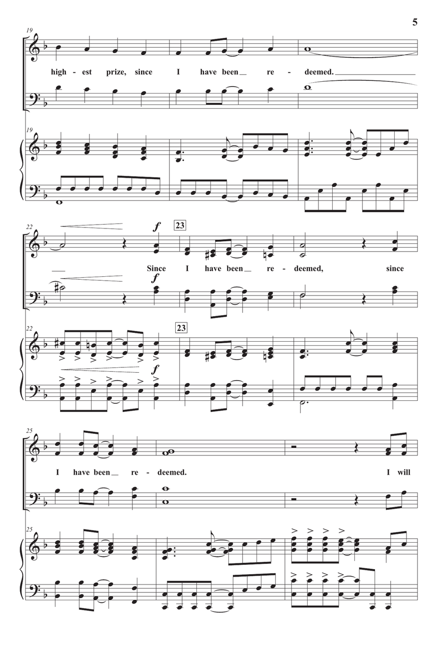 I Have Been Redeemed (SATB) 4-Part scores gallery preview page 5