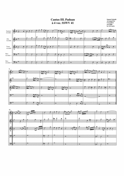 Paduan no.3 SSWV 41 (arrangement for 5 recorders)