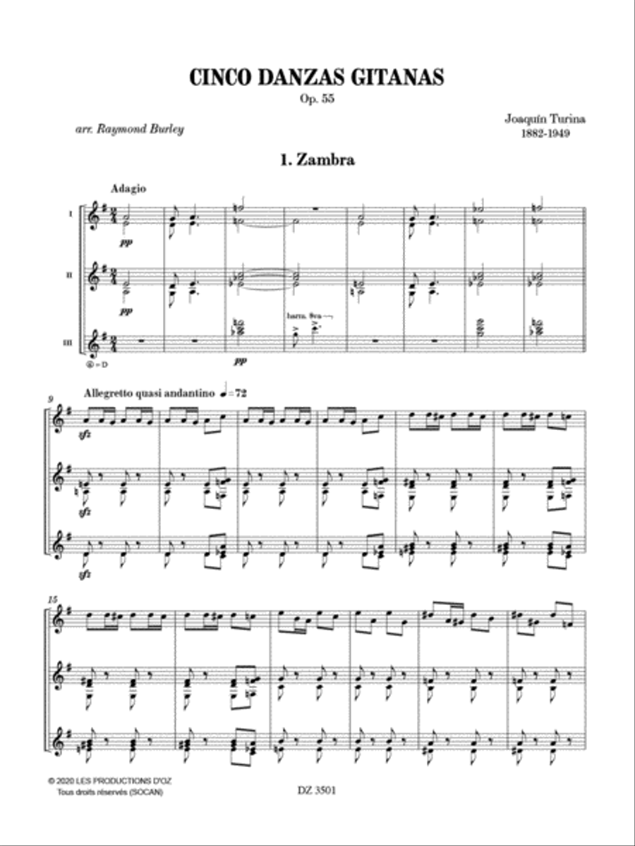 Cinco Danzas Gitanas, Op. 55 Guitar Ensemble scores gallery preview page 2