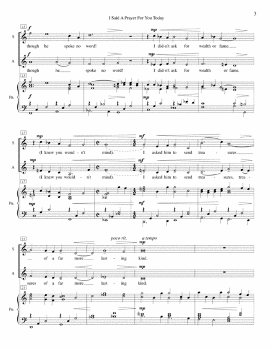 I Said a Prayer for You Today (SA) SA scores gallery preview page 3