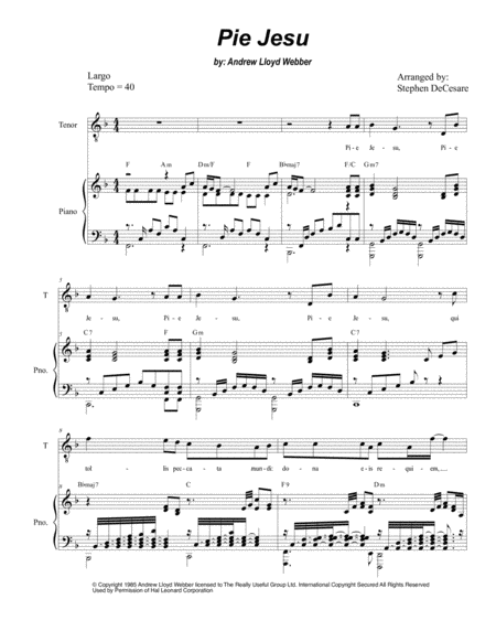 Pie Jesu (Duet for Tenor and Bass Solo - Piano Accompaniment) image number null