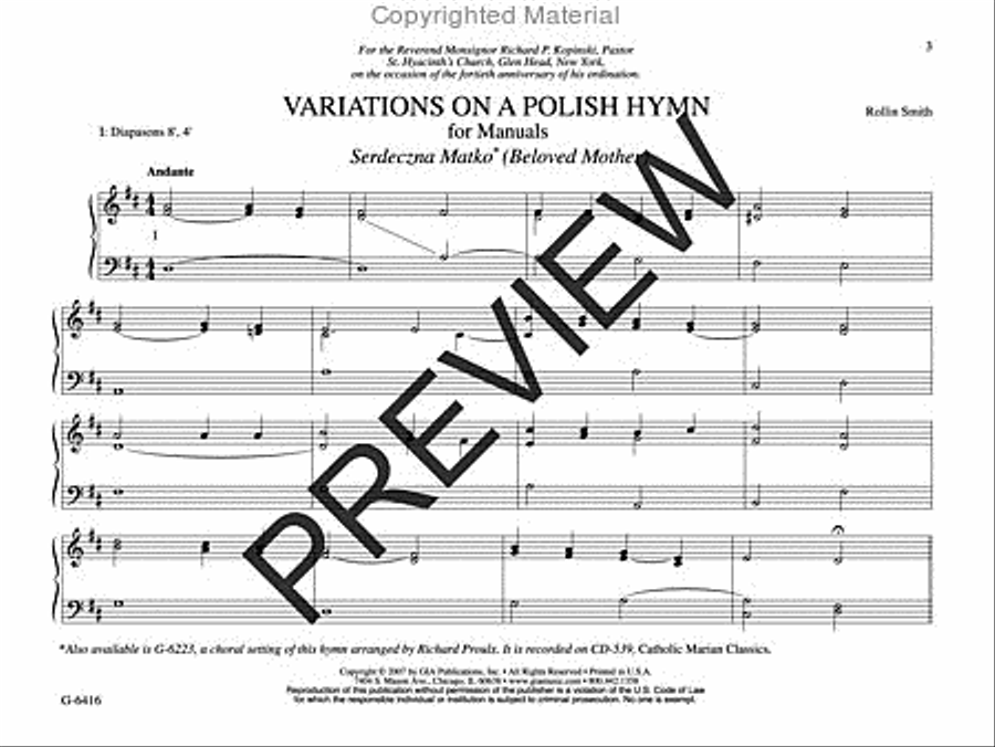 Variations on a Polish Hymn for Organ Organ Solo scores gallery preview page 2