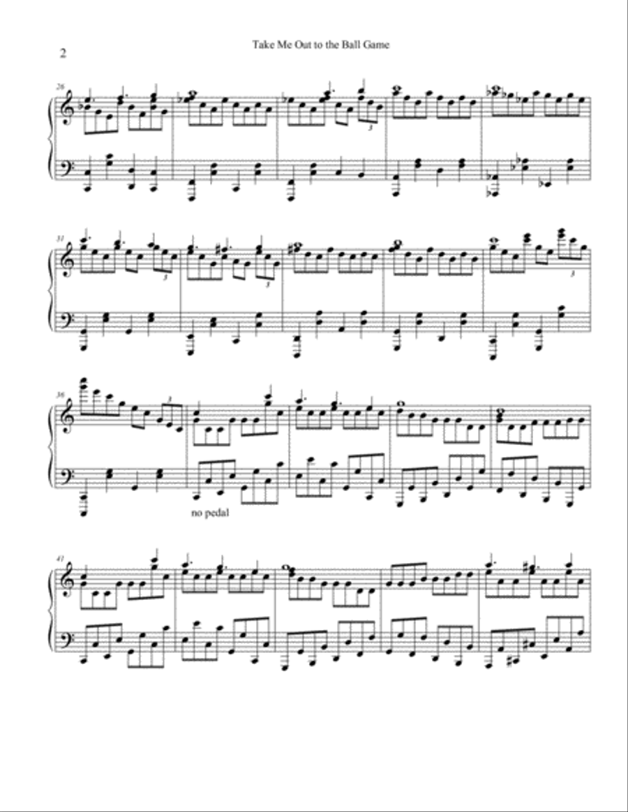 Take Me Out to the Ballgame Advanced Piano Solo Take Me Out to the Ballgame Advanced Piano Solo Piano Solo scores gallery preview page 2