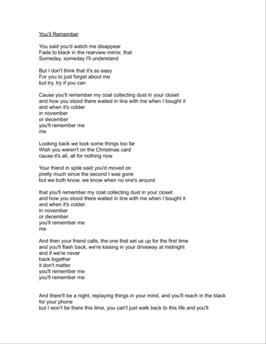 You'll Remember You'll Remember Voice Solo scores gallery preview page 1