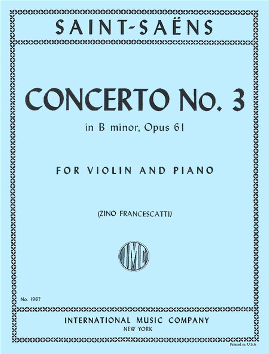 Book cover for Concerto No. 3 In B Minor, Opus 61