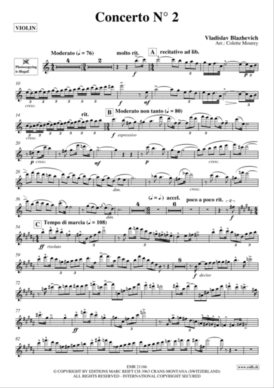 Concerto No. 2 Violin Solo scores gallery preview page 2