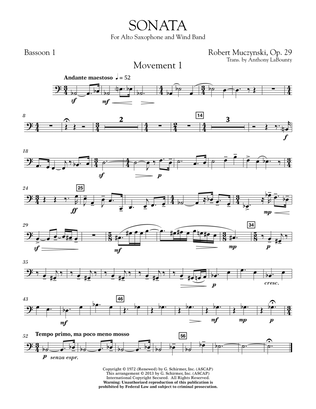 Sonata for Alto Saxophone, Op. 29 - Bassoon 1