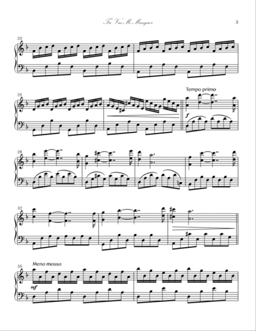 TU VAS ME MANQUER TU VAS ME MANQUER Piano Solo scores gallery preview page 3