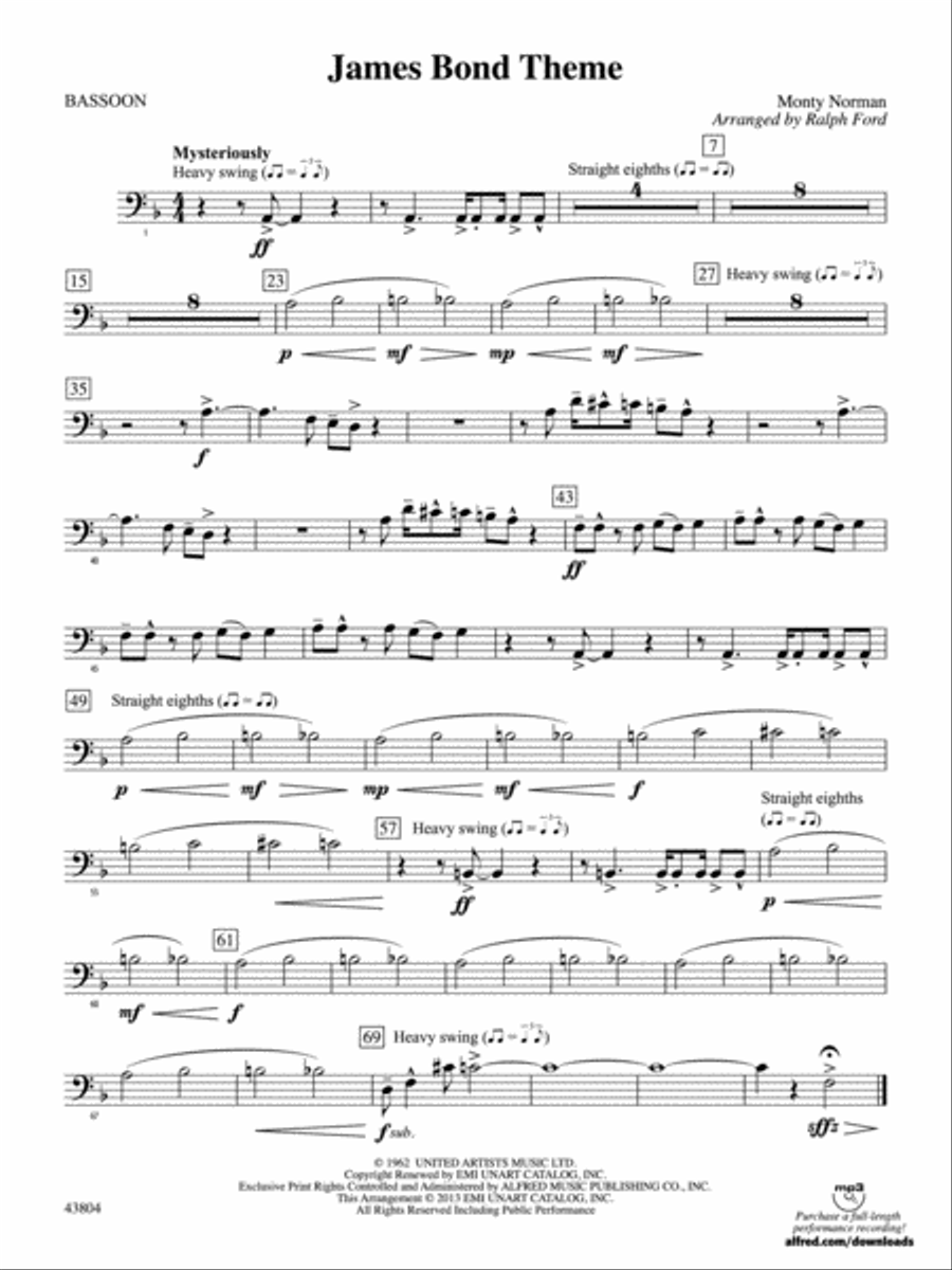 James Bond Theme: Bassoon Full Orchestra scores gallery preview page 1