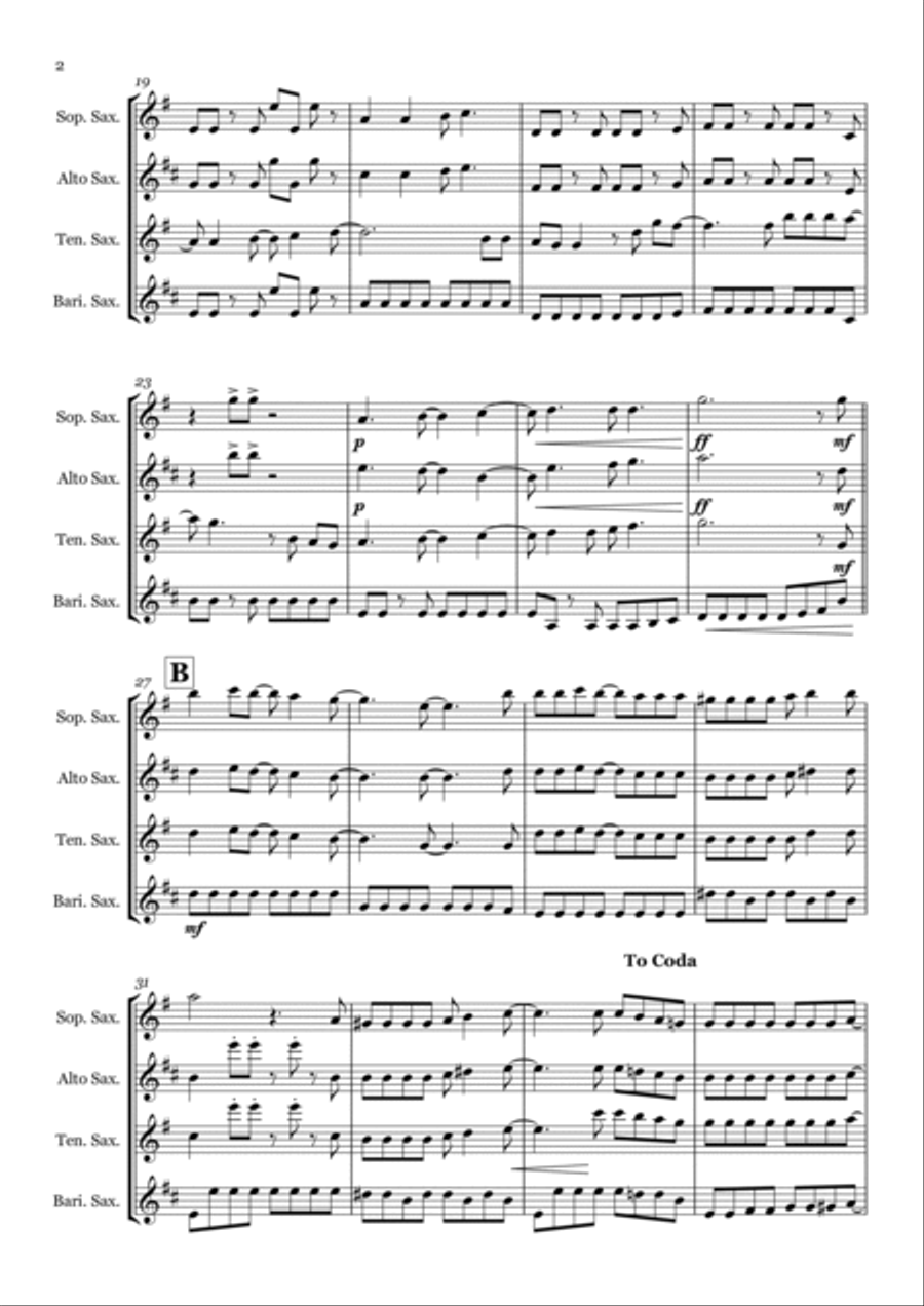 Don't Stop Me Now Saxophone Quartet scores gallery preview page 2