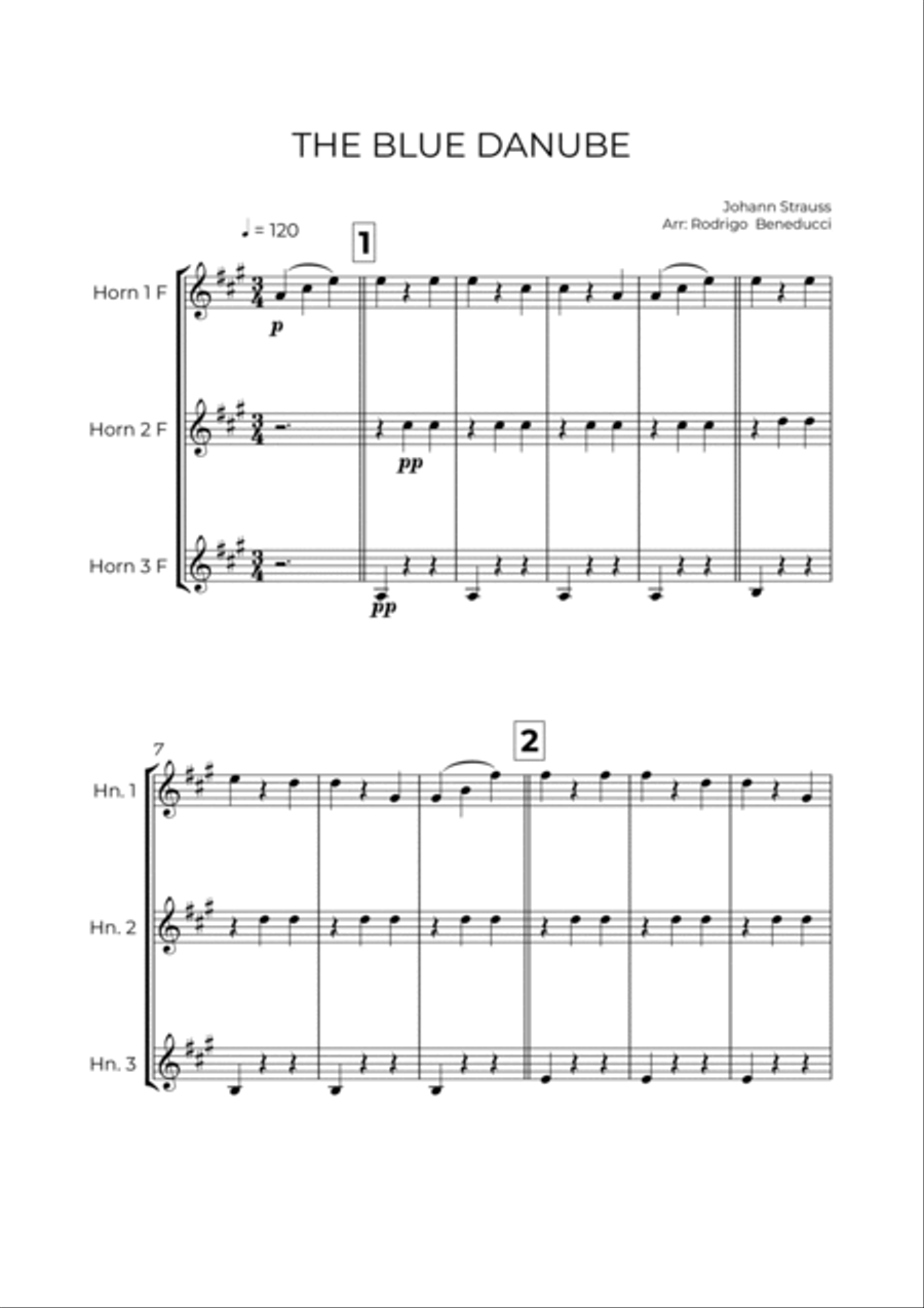 THE BLUE DANUBE - JOHANN STRAUSS - HORN TRIO Woodwind Trio scores gallery preview page 2