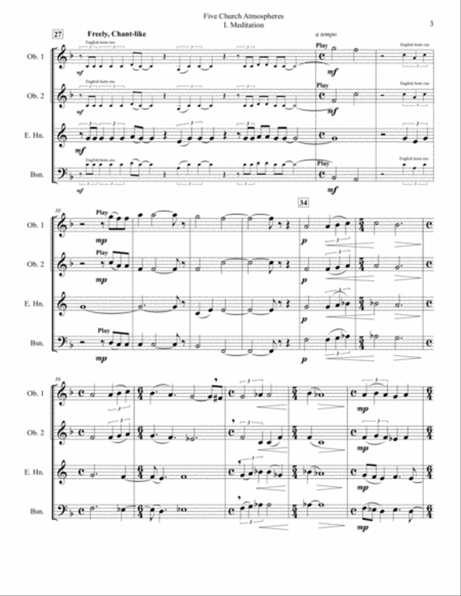 Five Church Atmospheres Woodwind Quartet scores gallery preview page 3